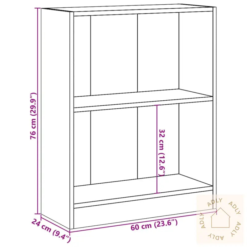Bokhylle Hvit 60X24X76 Cm Konstruert Tre