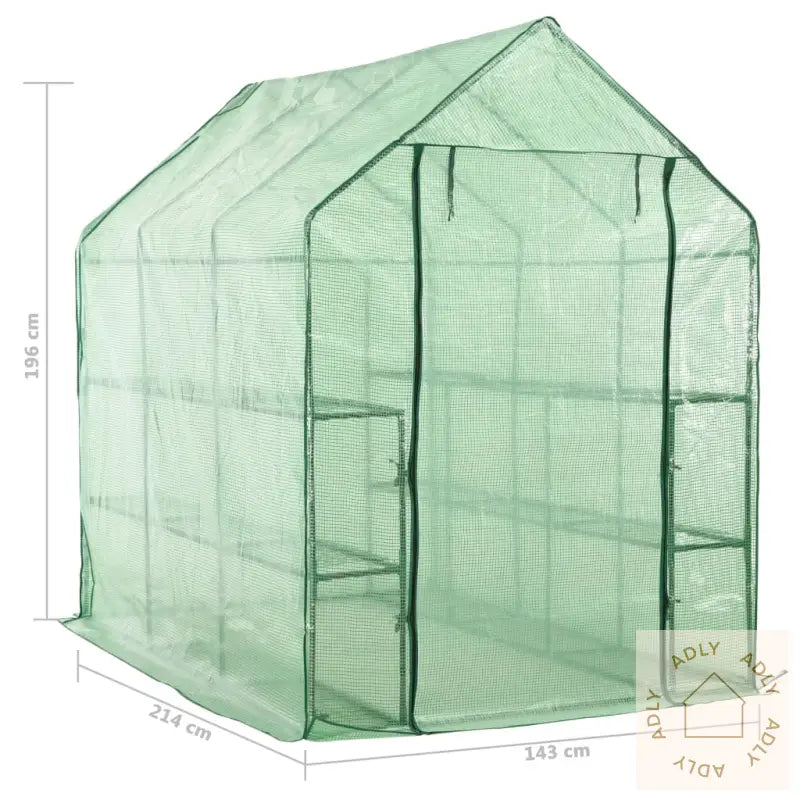 Drivhus Gå-Inn Med 12 Hyller Stål 143X214X196 Cm