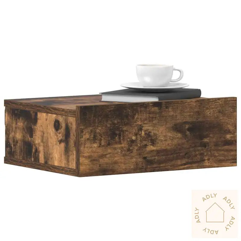 Flytende Nattbord Røkt Eik 40X30X15 Cm Konstruert Tre