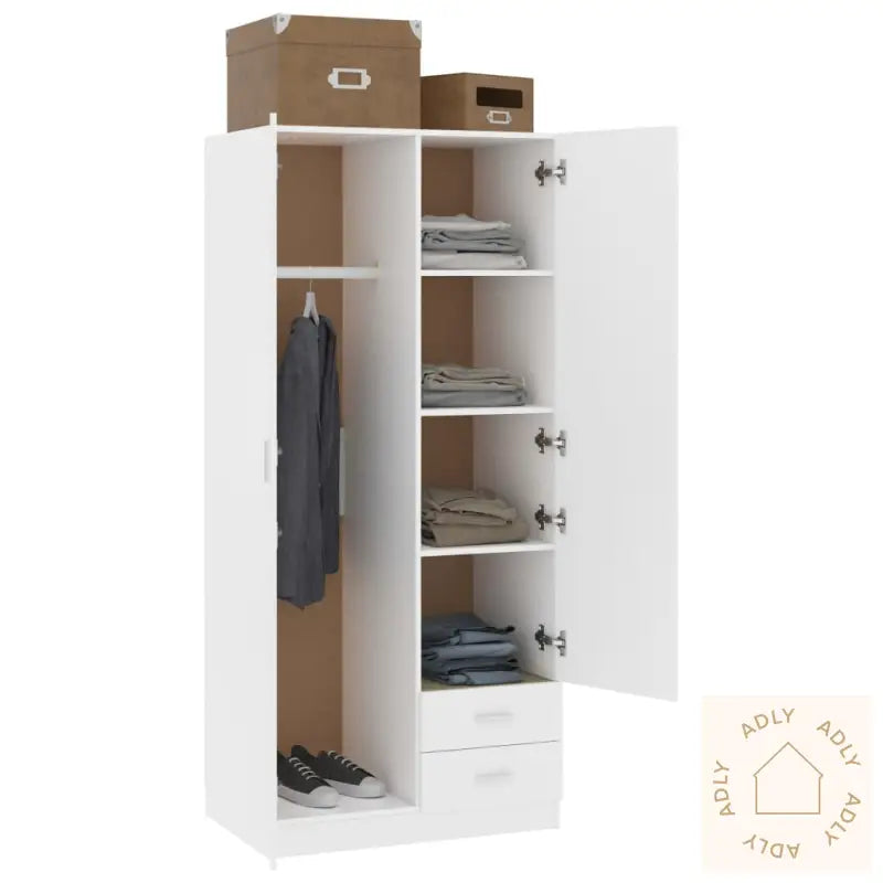 Garderobe Hvit 80X52X180 Cm Konstruert Tre