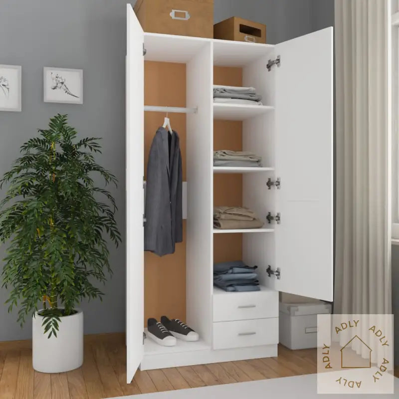 Garderobe Hvit 80X52X180 Cm Konstruert Tre