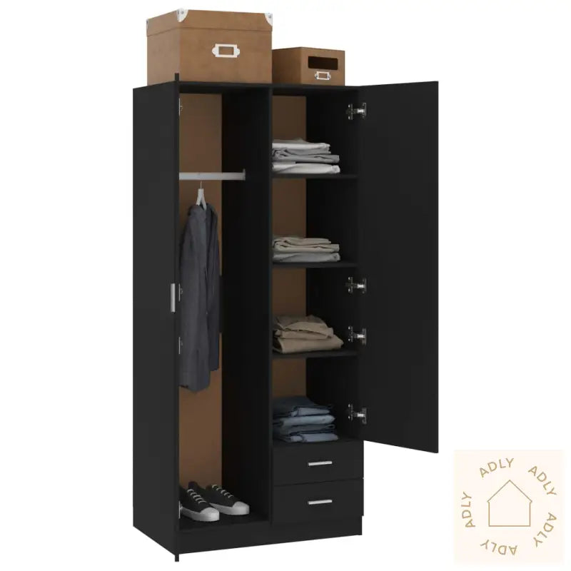 Garderobe Svart 80X52X180 Cm Konstruert Tre