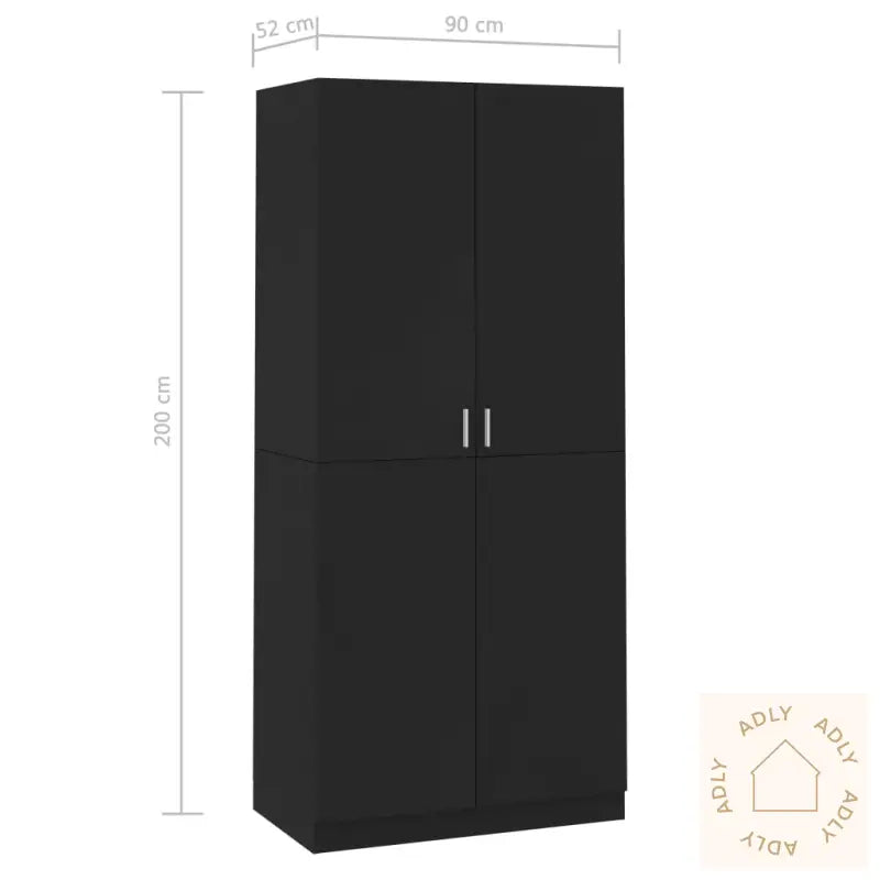 Garderobe Svart 90X52X200 Cm Konstruert Tre