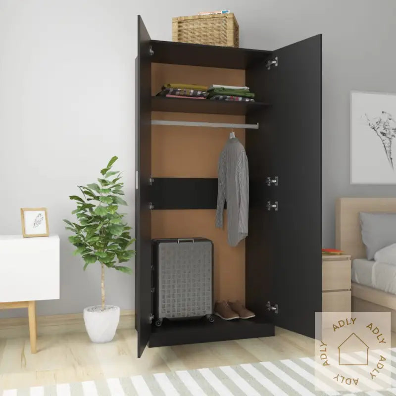 Garderobe Svart 90X52X200 Cm Konstruert Tre