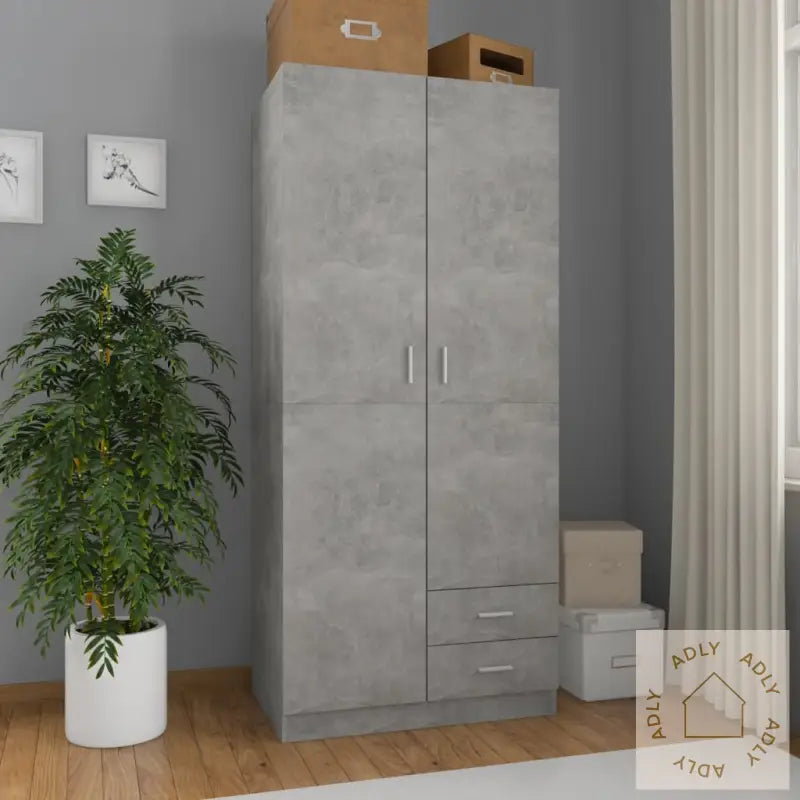 Garderobe Betonggrå 80X52X180 Cm Konstruert Tre