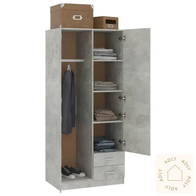 Garderobe Betonggrå 80X52X180 Cm Konstruert Tre