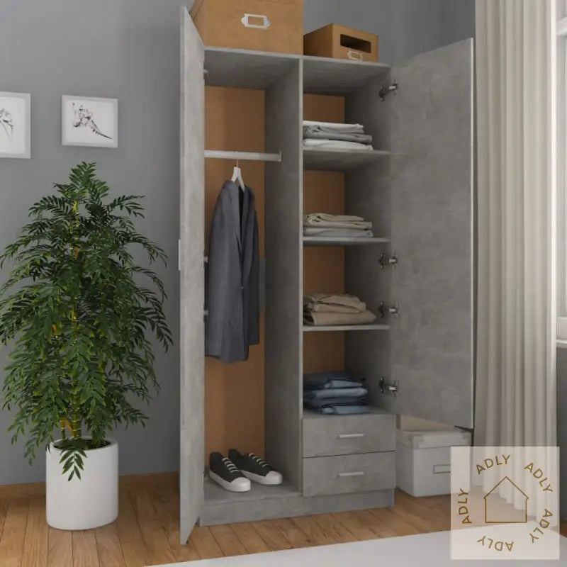 Garderobe Betonggrå 80X52X180 Cm Konstruert Tre