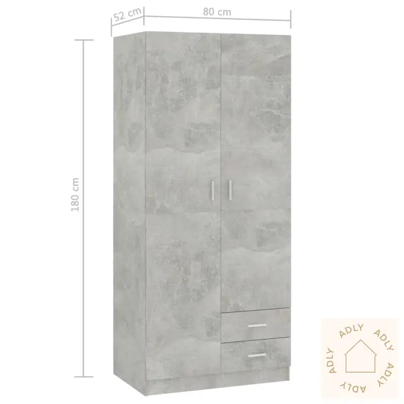 Garderobe Betonggrå 80X52X180 Cm Konstruert Tre