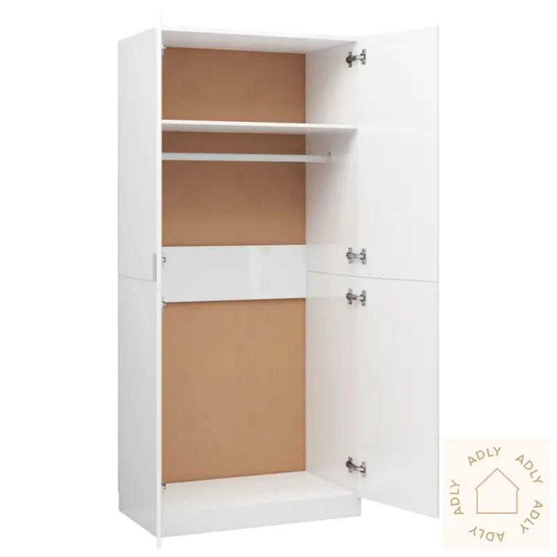 Garderobe Høyglans Hvit 80X52X180 Cm Konstruert Tre
