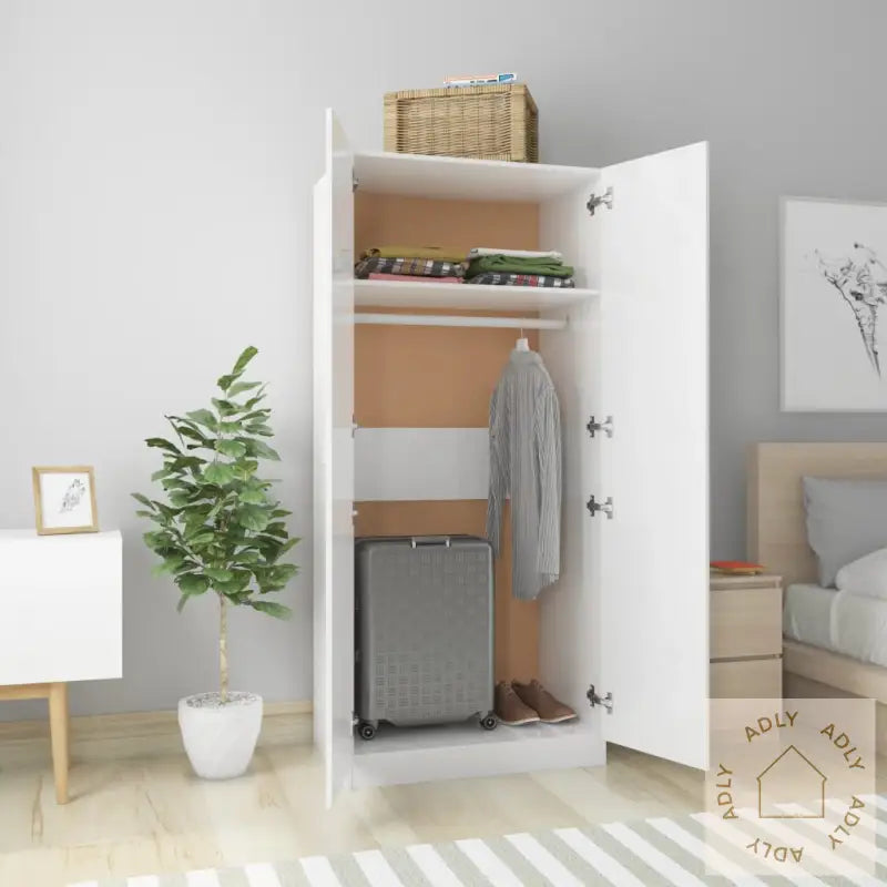 Garderobe Høyglans Hvit 80X52X180 Cm Konstruert Tre