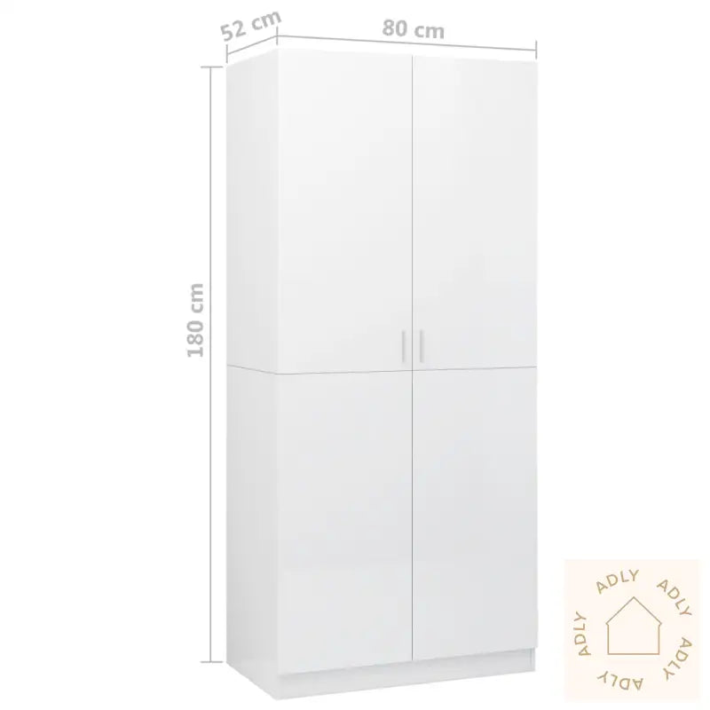 Garderobe Høyglans Hvit 80X52X180 Cm Konstruert Tre