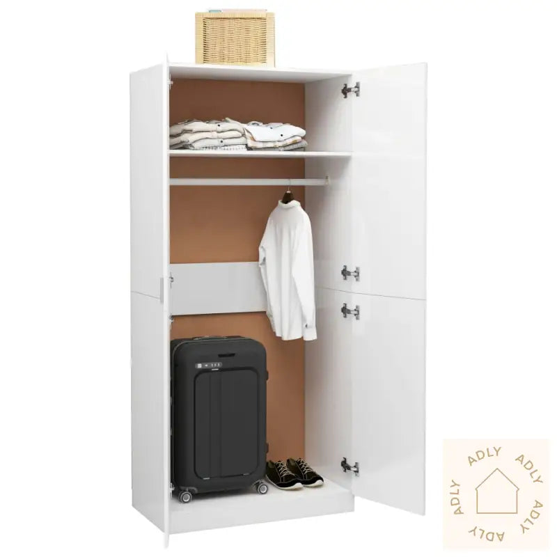 Garderobe Høyglans Hvit 80X52X180 Cm Konstruert Tre
