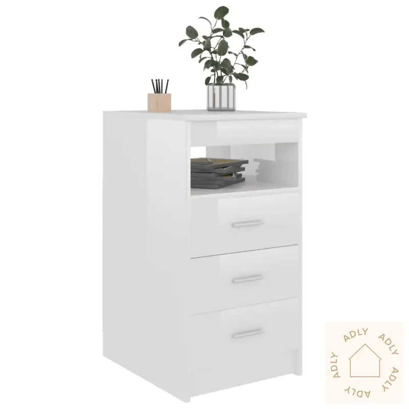 Kommode Høyglans Hvit 40X50X76 Cm Konstruert Tre