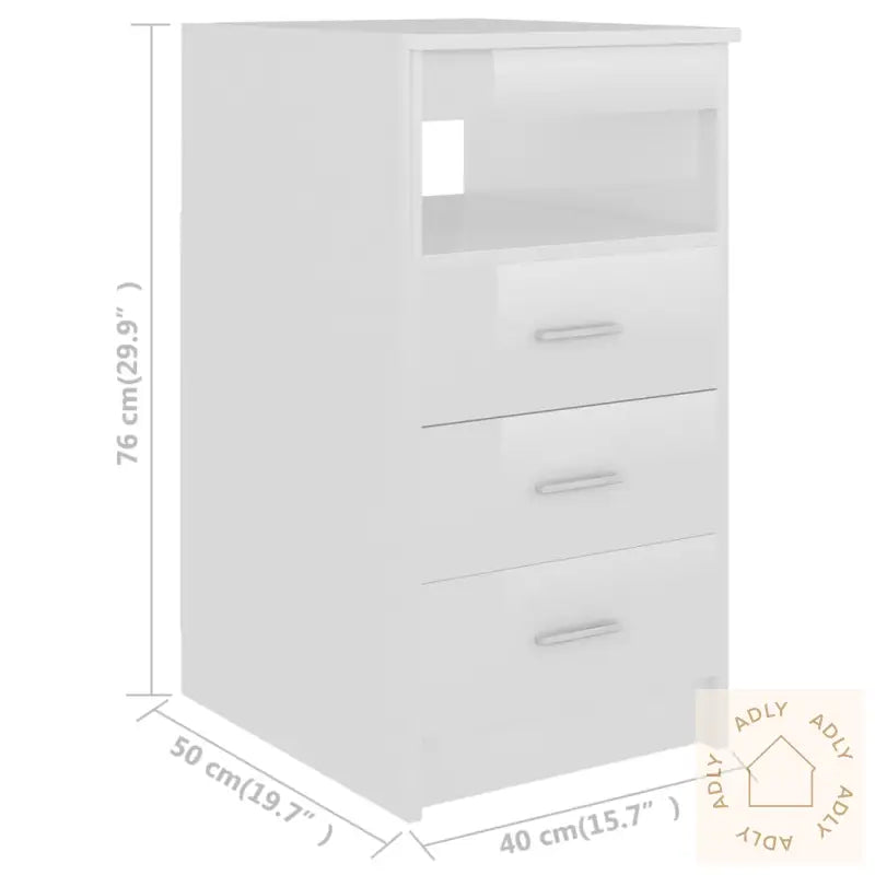 Kommode Høyglans Hvit 40X50X76 Cm Konstruert Tre
