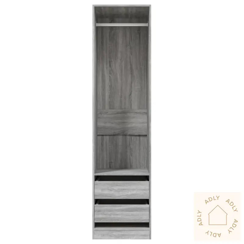Garderobe Med Skuffer Grå Sonoma 50X50X200 Cm Konstruert Tre
