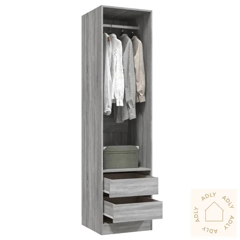 Garderobe Med Skuffer Grå Sonoma 50X50X200 Cm Konstruert Tre