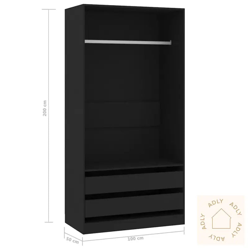 Garderobe Svart 100X50X200 Cm Konstruert Tre
