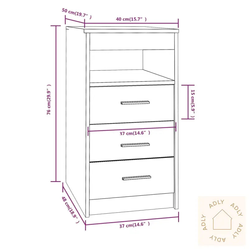 Kommode Brun Eik 40X50X76 Cm Konstruert Tre