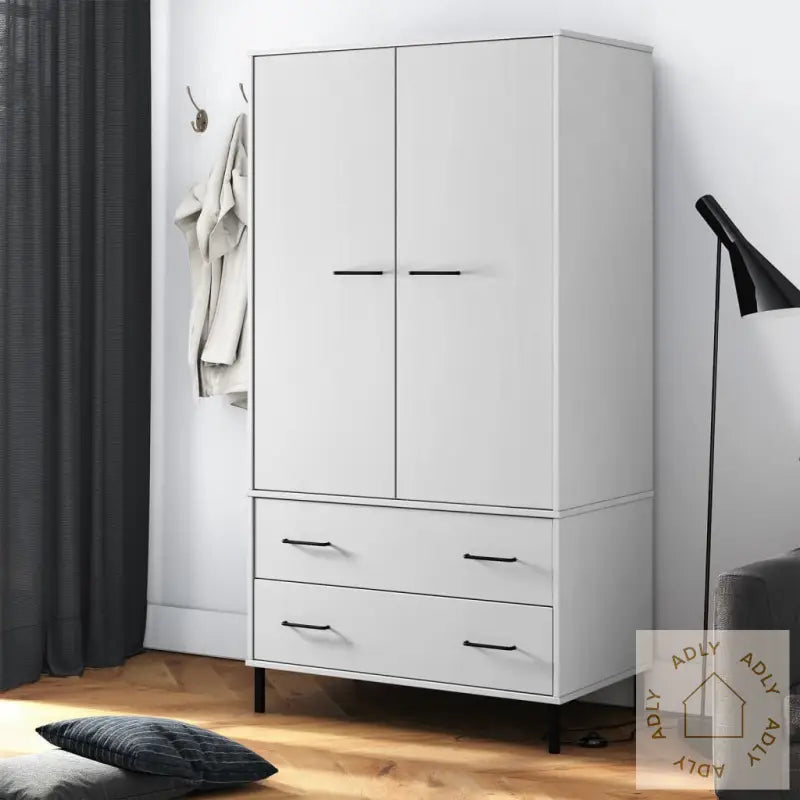 Garderobe Med Metallben Hvit 90X55X172,5 Cm Heltre Oslo