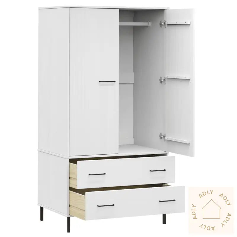 Garderobe Med Metallben Hvit 90X55X172,5 Cm Heltre Oslo