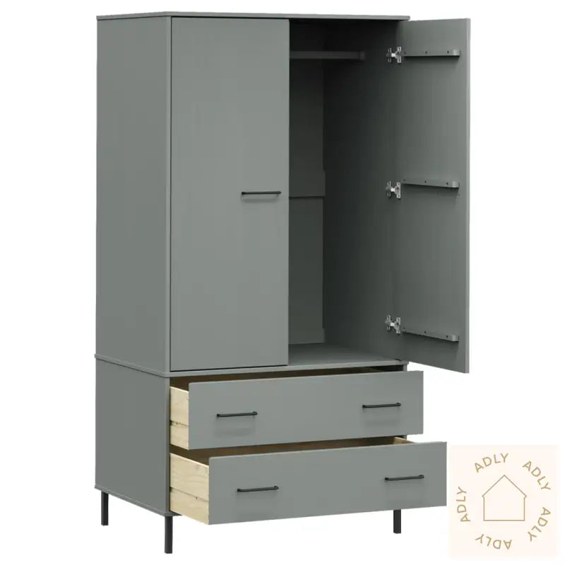 Garderobe Med Metallben Grå 90X55X172,5 Cm Heltre Oslo