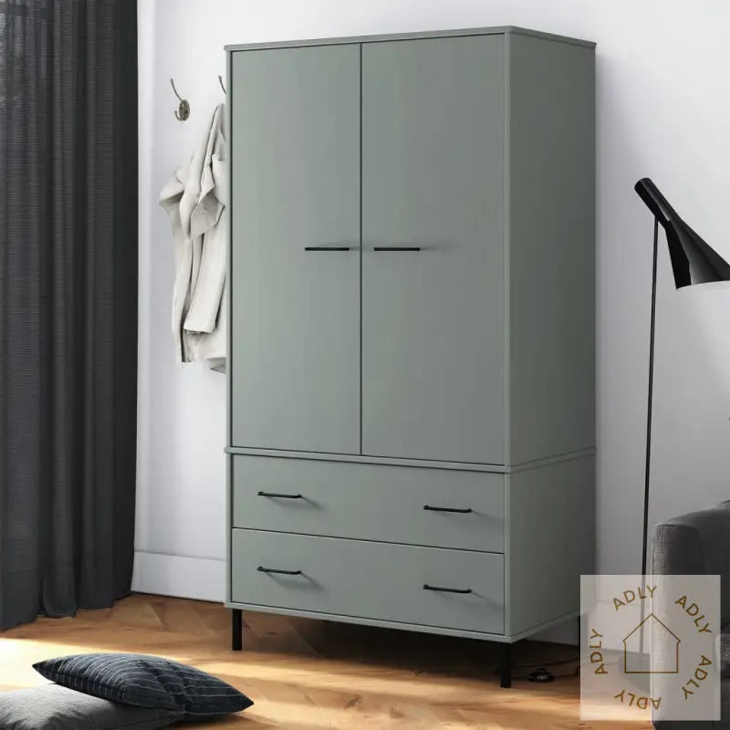 Garderobe Med Metallben Grå 90X55X172,5 Cm Heltre Oslo