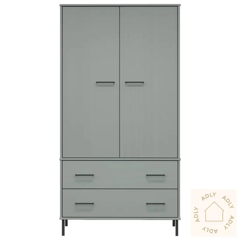 Garderobe Med Metallben Grå 90X55X172,5 Cm Heltre Oslo