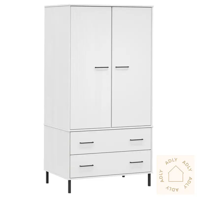 Garderobe Med Metallben Hvit 90X55X172,5 Cm Heltre Oslo