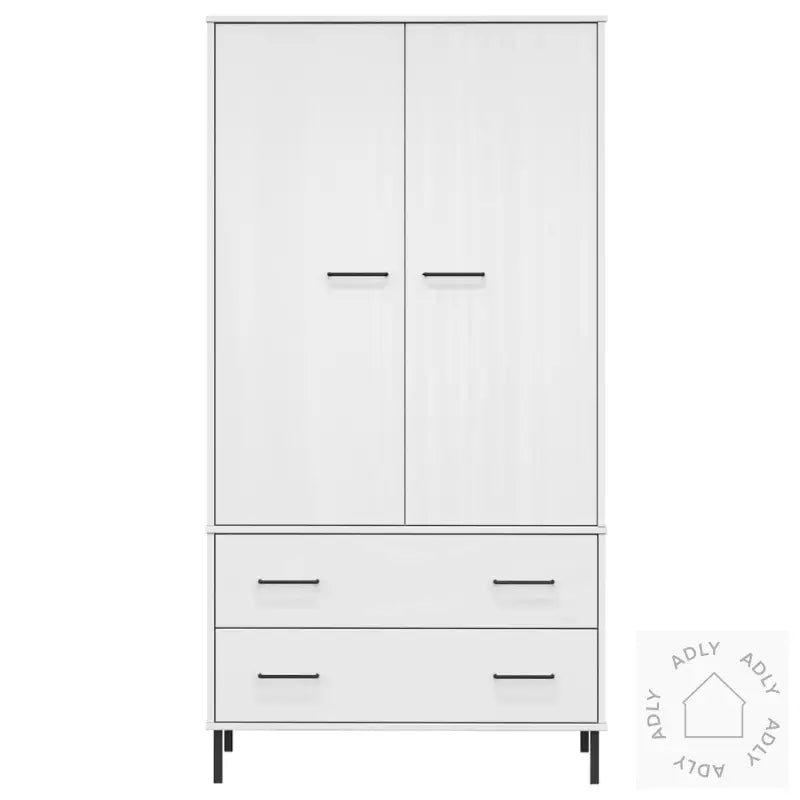 Garderobe Med Metallben Hvit 90X55X172,5 Cm Heltre Oslo