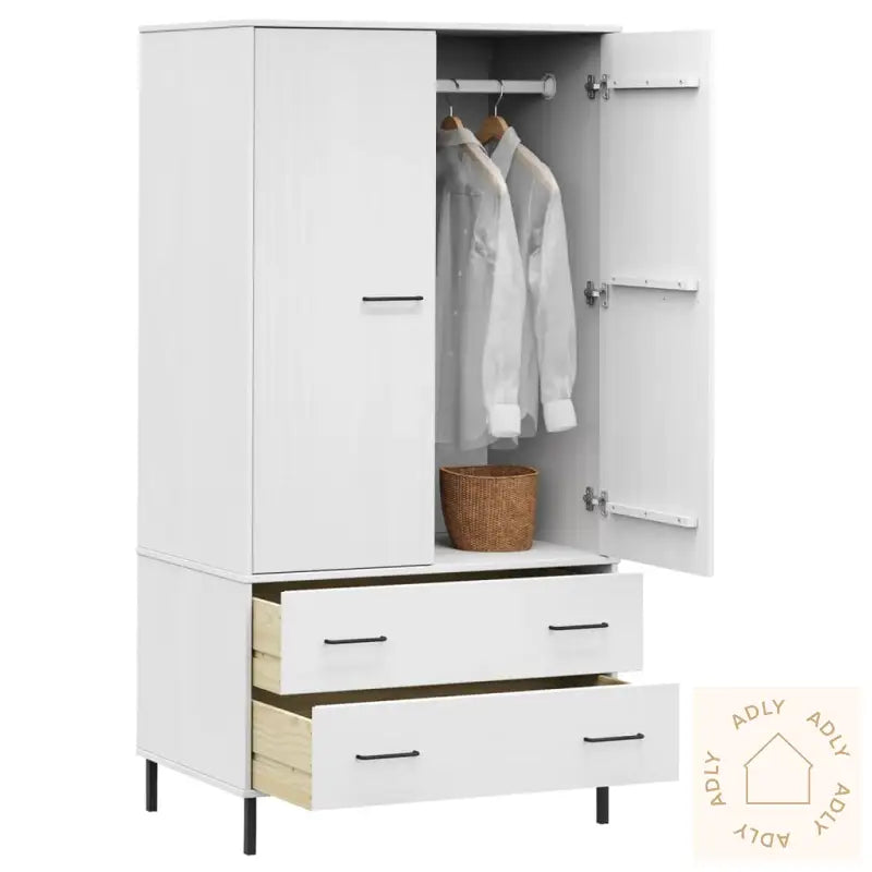 Garderobe Med Metallben Hvit 90X55X172,5 Cm Heltre Oslo