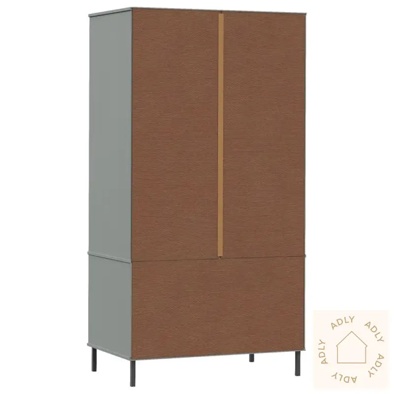 Garderobe Med Metallben Grå 90X55X172,5 Cm Heltre Oslo