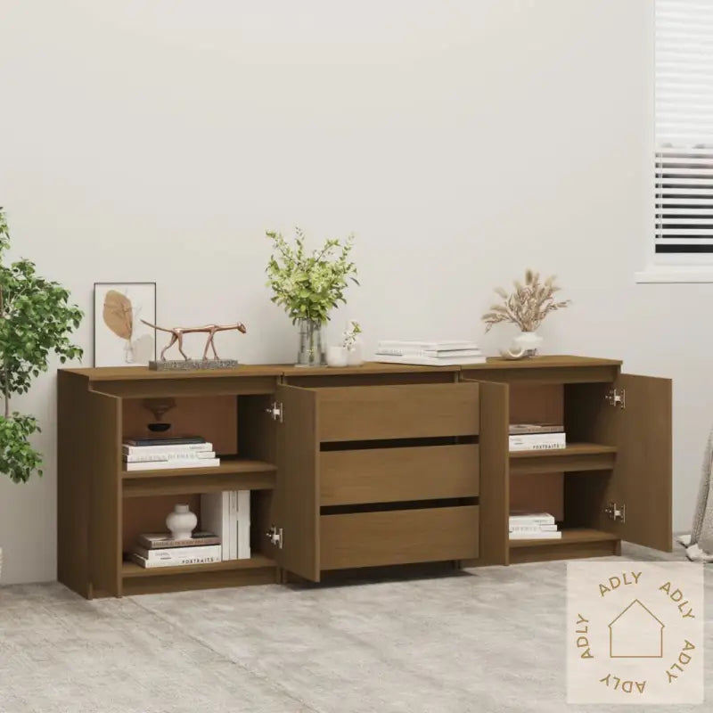 Sideskap Honningbrun 180X36X65 Cm Heltre Furu