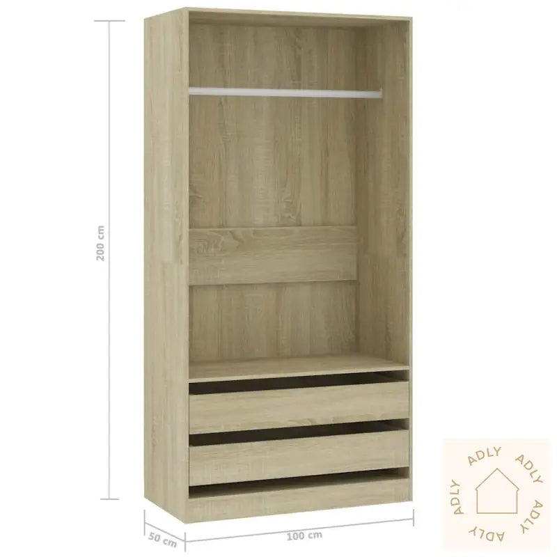 Garderobe Sonoma Eik 100X50X200 Cm Konstruert Tre
