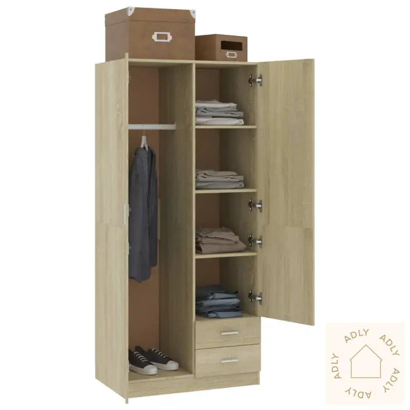 Garderobe Sonoma Eik 80X52X180 Cm Konstruert Tre