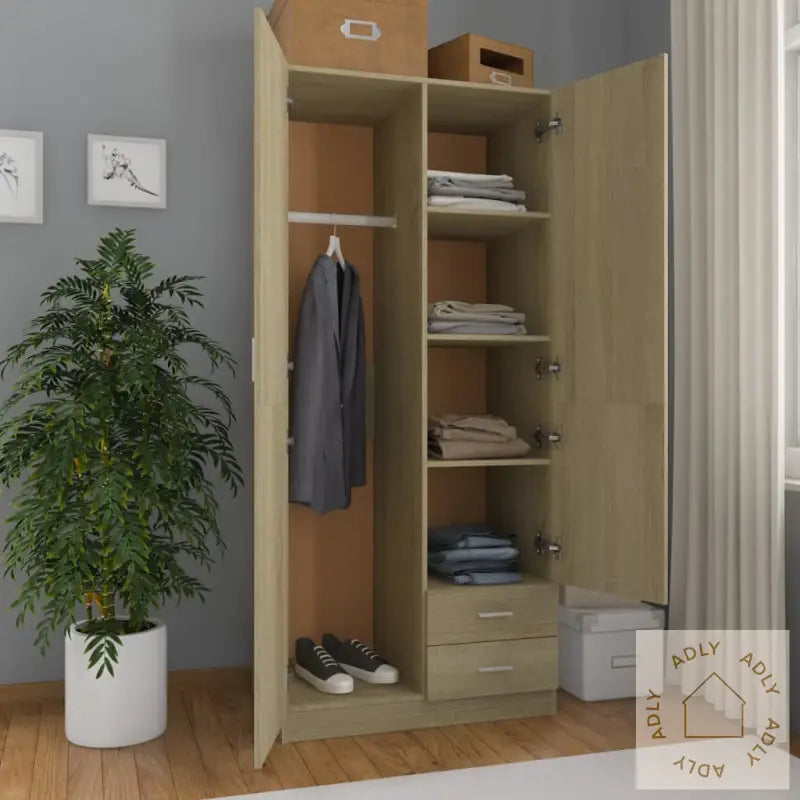 Garderobe Sonoma Eik 80X52X180 Cm Konstruert Tre