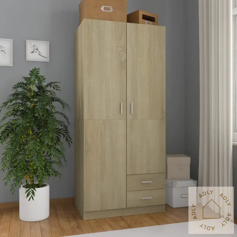 Garderobe Sonoma Eik 80X52X180 Cm Konstruert Tre