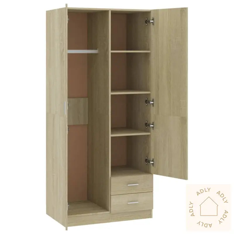 Garderobe Sonoma Eik 80X52X180 Cm Konstruert Tre