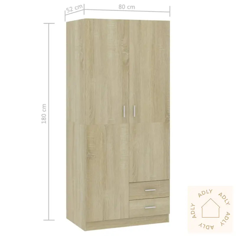Garderobe Sonoma Eik 80X52X180 Cm Konstruert Tre