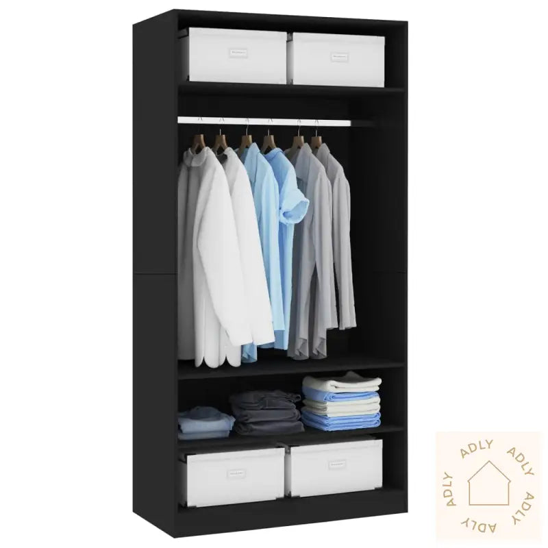 Garderobe Svart 100X50X200 Cm Konstruert Tre