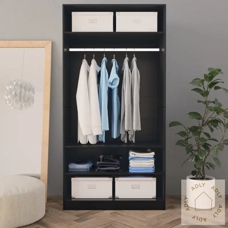 Garderobe Svart 100X50X200 Cm Konstruert Tre