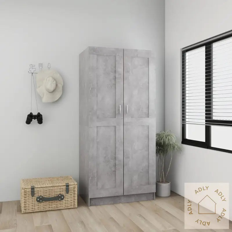Garderobe Betonggrå 82,5X51,5X180 Cm Konstruert Tre