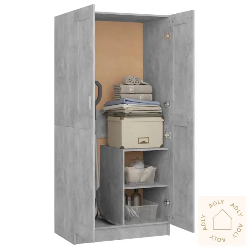 Garderobe Betonggrå 82,5X51,5X180 Cm Konstruert Tre