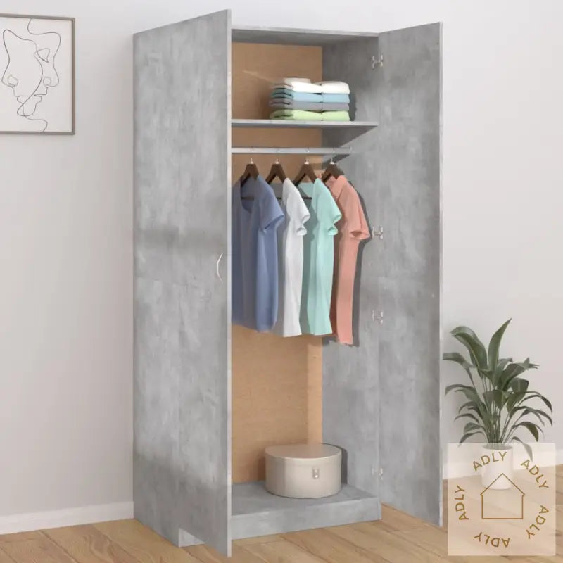 Garderobe Betonggrå 90X52X200 Cm Konstruert Tre