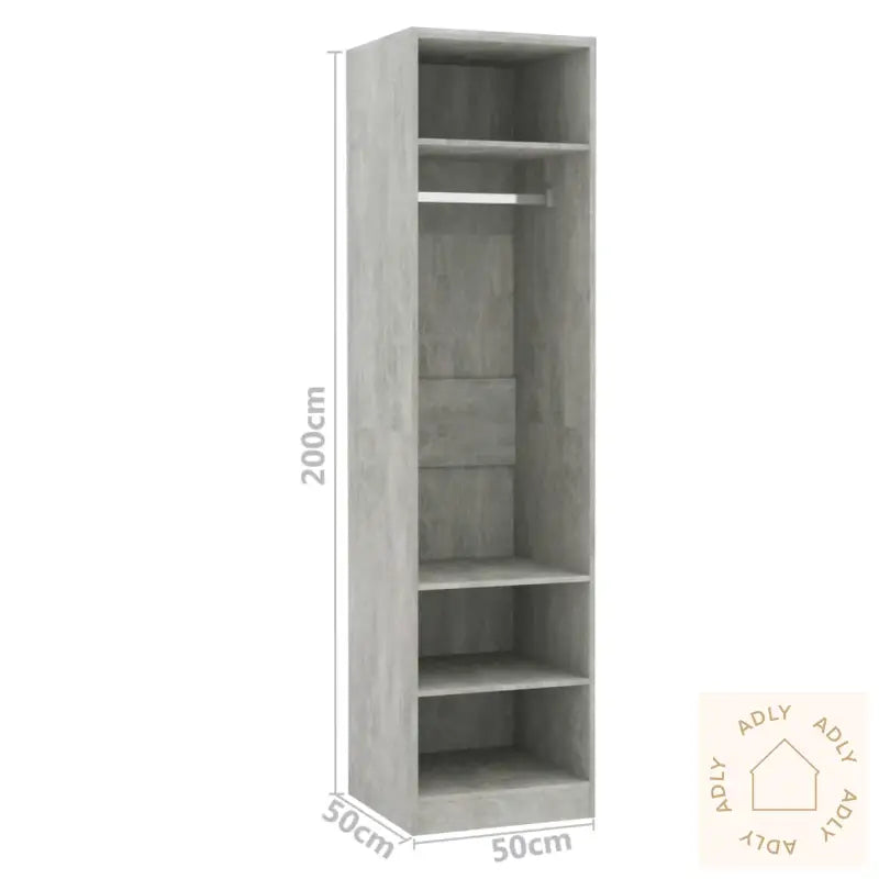 Garderobe Betonggrå 50X50X200 Cm Konstruert Tre