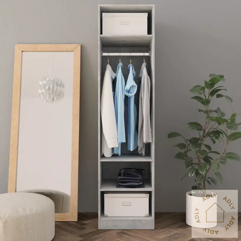 Garderobe Betonggrå 50X50X200 Cm Konstruert Tre