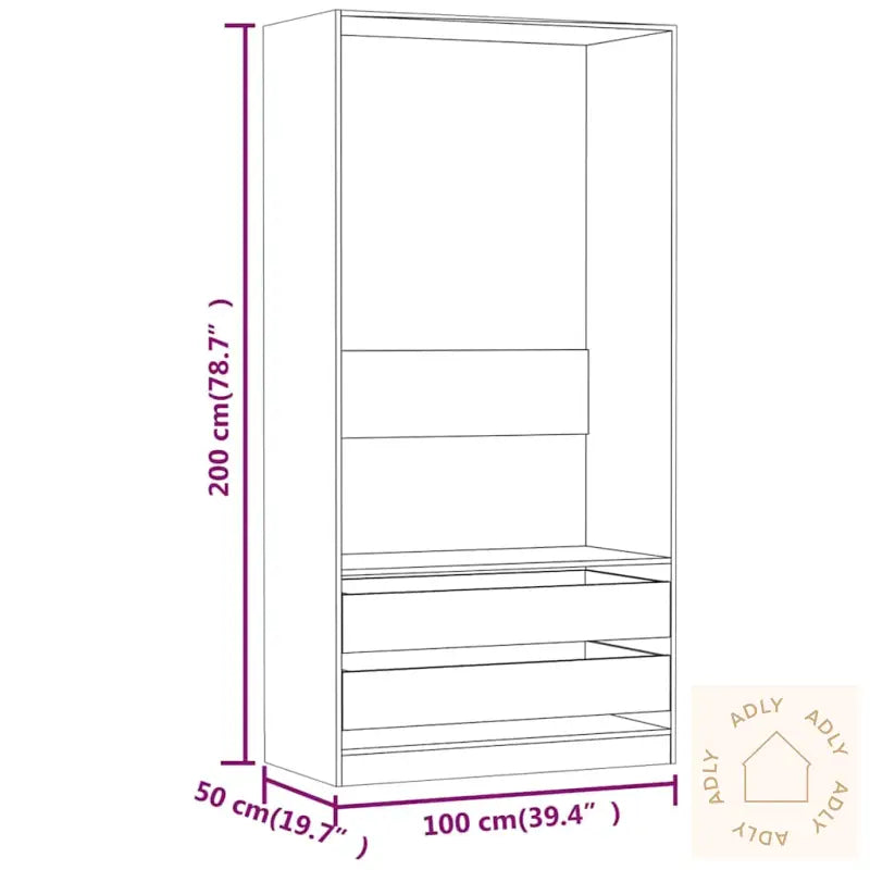 Garderobe Grå Sonoma 100X50X200 Cm Konstruert Tre