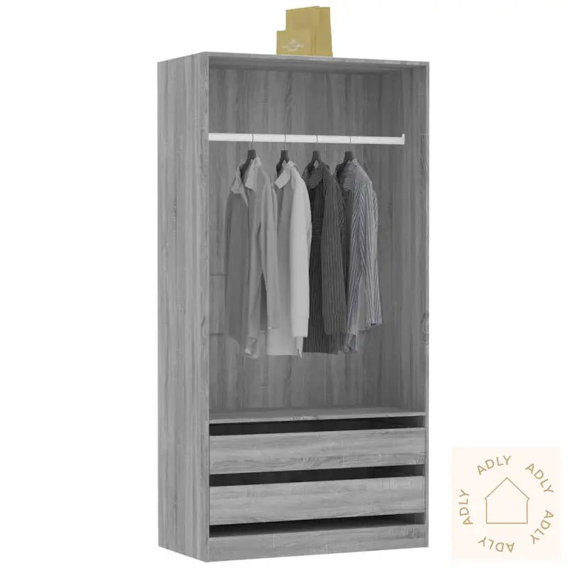 Garderobe Grå Sonoma 100X50X200 Cm Konstruert Tre