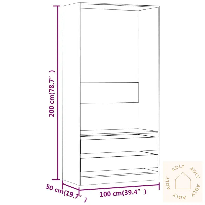 Garderobe Røkt Eik 100X50X200 Cm Konstruert Tre