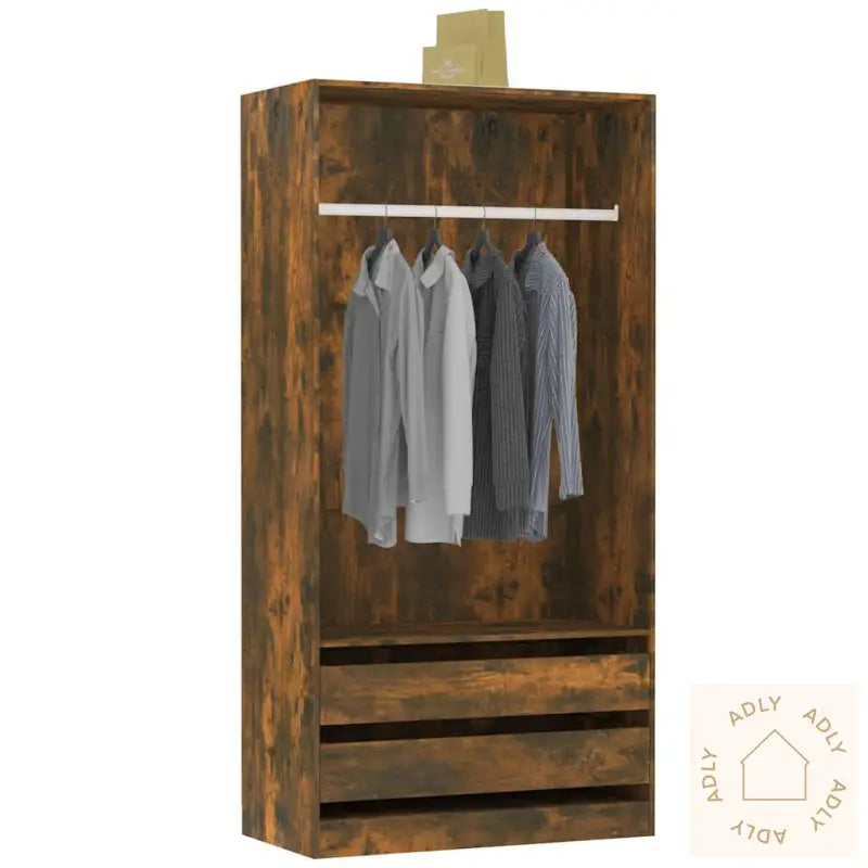 Garderobe Røkt Eik 100X50X200 Cm Konstruert Tre