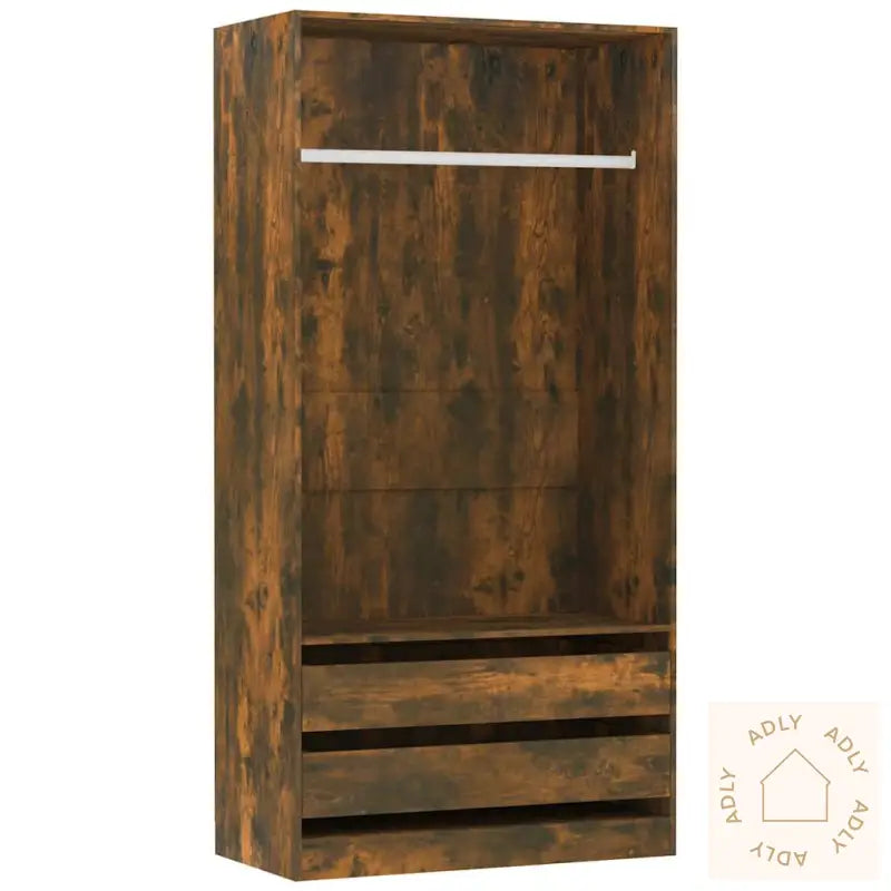 Garderobe Røkt Eik 100X50X200 Cm Konstruert Tre